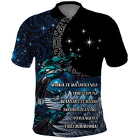 New Zealand Tui Bird Polo Shirt Matariki Poetry Pattern Galaxy Style