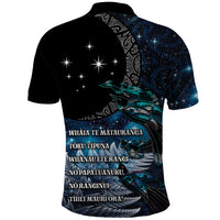 New Zealand Tui Bird Polo Shirt Matariki Poetry Pattern Galaxy Style