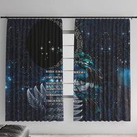 New Zealand Tui Bird Window Curtain Matariki Poetry Pattern Galaxy Style LT03 With Hooks Blue - Polynesian Pride