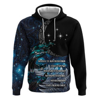 New Zealand Tui Bird Zip Hoodie Matariki Poetry Pattern Galaxy Style