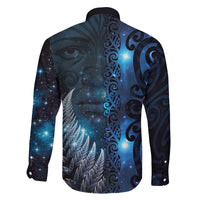 New Zealand Matariki Family Matching Long Sleeve Bodycon Dress and Hawaiian Shirt The Tribal Maori Face and Silver Fern LT03 - Polynesian Pride