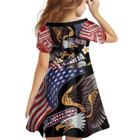 United States and American Samoa Together Family Matching Off Shoulder Maxi Dress and Hawaiian Shirt Bald Eagle and Polynesian Traditional Culture with Plumeria