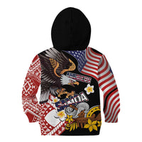 United States and American Samoa Together Kid Hoodie Bald Eagle and Polynesian Traditional Culture with Plumeria