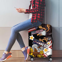 United States and American Samoa Together Luggage Cover Bald Eagle and Polynesian Traditional Culture with Plumeria