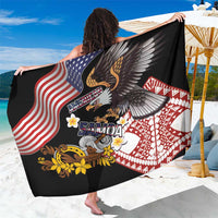 United States and American Samoa Together Sarong Bald Eagle and Polynesian Traditional Culture with Plumeria