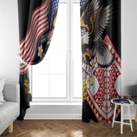 United States and American Samoa Together Window Curtain Bald Eagle and Polynesian Traditional Culture with Plumeria