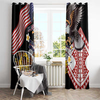 United States and American Samoa Together Window Curtain Bald Eagle and Polynesian Traditional Culture with Plumeria