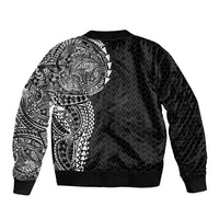 Hawaiian Traditional Tattoos Bomber Jacket Kakau Tribal Tropical Plant Motif Black Color LT03 - Polynesian Pride