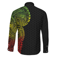 Hawaiian Traditional Tattoos Family Matching Short Sleeve Bodycon Dress and Hawaiian Shirt Kakau Tribal Tropical Plant Motif Kanaka Maoli Flag Color Inspired LT03 - Polynesian Pride