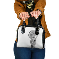 Hawaiian Traditional Tattoos Shoulder Handbag Kakau Tribal Tropical Plant Motif White Color LT03 One Size White - Polynesian Pride