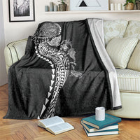Hawaiian Kakau Tribal Sea Animals Tattoos Blanket Black Color