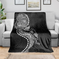 Hawaiian Kakau Tribal Sea Animals Tattoos Blanket Black Color