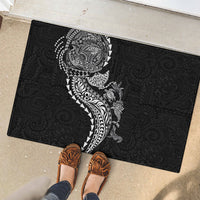 Hawaiian Kakau Tribal Sea Animals Tattoos Rubber Doormat Black Color LT03 - Polynesian Pride
