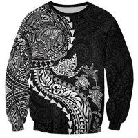 Hawaiian Kakau Tribal Sea Animals Tattoos Sweatshirt Black Color