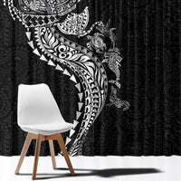 Hawaiian Kakau Tribal Sea Animals Tattoos Window Curtain Black Color LT03 - Polynesian Pride