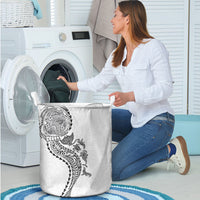 Hawaiian Kakau Tribal Sea Animals Tattoos Laundry Basket White Color