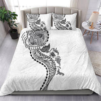 Hawaiian Kakau Tribal Sea Animals Tattoos Bedding Set White Color