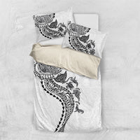 Hawaiian Kakau Tribal Sea Animals Tattoos Bedding Set White Color