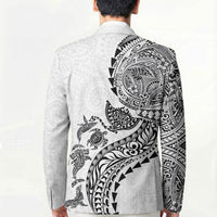 Hawaiian Kakau Tribal Sea Animals Tattoos Blazer White Color