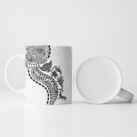 Hawaiian Kakau Tribal Sea Animals Tattoos Ceramic Mug White Color