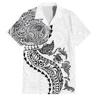 Hawaiian Kakau Tribal Sea Animals Tattoos Family Matching Mermaid Dress and Hawaiian Shirt White Color LT03 Dad's Shirt - Short Sleeve White - Polynesian Pride