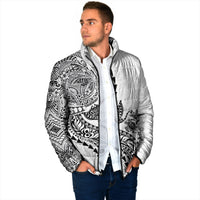 Hawaiian Kakau Tribal Sea Animals Tattoos Padded Jacket White Color