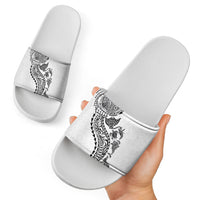 Hawaiian Kakau Tribal Sea Animals Tattoos Slide Sandals White Color LT03 - Polynesian Pride