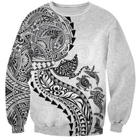 Hawaiian Kakau Tribal Sea Animals Tattoos Sweatshirt White Color