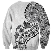 Hawaiian Kakau Tribal Sea Animals Tattoos Sweatshirt White Color