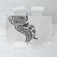 Hawaiian Kakau Tribal Sea Animals Tattoos Tablecloth White Color