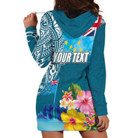 Personalised Tuvalu Independence Day Hoodie Dress Tuvaluan Tribal Flag Style LT03 - Polynesian Pride