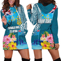 Personalised Tuvalu Independence Day Hoodie Dress Tuvaluan Tribal Flag Style LT03 - Polynesian Pride