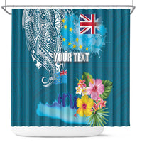 Personalised Tuvalu Independence Day Shower Curtain Tuvaluan Tribal Flag Style LT03 Turquoise - Polynesian Pride
