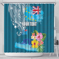 Personalised Tuvalu Independence Day Shower Curtain Tuvaluan Tribal Flag Style LT03 - Polynesian Pride