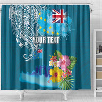 Personalised Tuvalu Independence Day Shower Curtain Tuvaluan Tribal Flag Style LT03 - Polynesian Pride