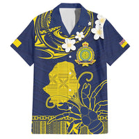 Niue Independence Day Family Matching Long Sleeve Bodycon Dress and Hawaiian Shirt Hiapo Pattern Fiti Pua and Uga LT03 Dad's Shirt - Short Sleeve Yellow - Polynesian Pride