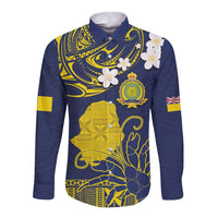 Niue Independence Day Long Sleeve Button Shirt Hiapo Pattern Fiti Pua and Uga LT03 Unisex Yellow - Polynesian Pride