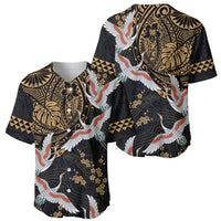 Hawaii and Japanese Together Baseball Jersey Cranes Birds with Kakau Pattern LT03 - Polynesian Pride