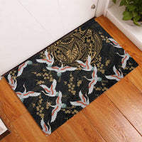 Hawaii and Japanese Together Rubber Doormat Cranes Birds with Kakau Pattern LT03 - Polynesian Pride