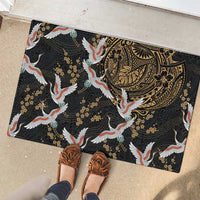 Hawaii and Japanese Together Rubber Doormat Cranes Birds with Kakau Pattern LT03 - Polynesian Pride