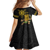 Hawaii and Philippines Together Family Matching Off Shoulder Maxi Dress and Hawaiian Shirt Warrior Tiki Mask and Filipino Sun Polynesian Style LT03 - Polynesian Pride