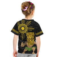 Hawaii and Philippines Together Kid T Shirt Warrior Tiki Mask and Filipino Sun Polynesian Style