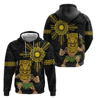 Hawaii and Philippines Together Zip Hoodie Warrior Tiki Mask and Filipino Sun Polynesian Style