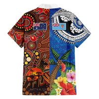 Fiji and Australia Together Hawaiian Shirt Fijian Tapa Plants with Kangaroo and Aboriginal - Polynesian Pride