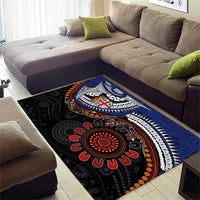 Fiji and Australia Together Area Rug Kangaroo Aboriginal with Tribal Tapa Hibiscus Half Style - Polynesian Pride