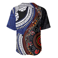 Fiji and Australia Together Baseball Jersey Kangaroo Aboriginal with Tribal Tapa Hibiscus Half Style - Polynesian Pride