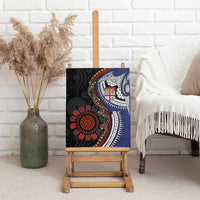 Fiji and Australia Together Canvas Wall Art Kangaroo Aboriginal with Tribal Tapa Hibiscus Half Style - Polynesian Pride