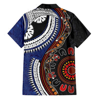 Fiji and Australia Together Family Matching Short Sleeve Bodycon Dress and Hawaiian Shirt Kangaroo Aboriginal with Tribal Tapa Hibiscus Half Style - Polynesian Pride