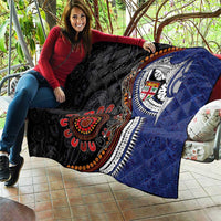 Fiji and Australia Together Quilt Kangaroo Aboriginal with Tribal Tapa Hibiscus Half Style - Polynesian Pride