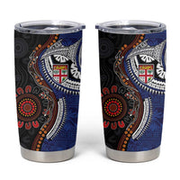 Fiji and Australia Together Tumbler Cup Kangaroo Aboriginal with Tribal Tapa Hibiscus Half Style - Polynesian Pride